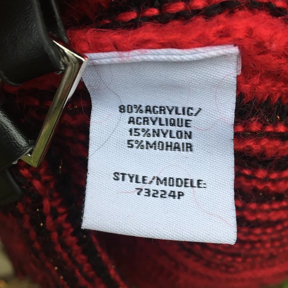 Chic Knits mohair acrylic popover red black sweater vest - size S - Picture 4 of 7